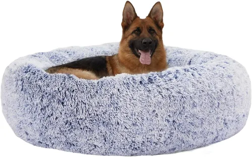 Vista 21 de Bedfolks Cama calmante en forma de dona, camas redondas y esponjosas de 23 pulgadas para perros pequeños, lavable a máquina, antiansiedad, cama
