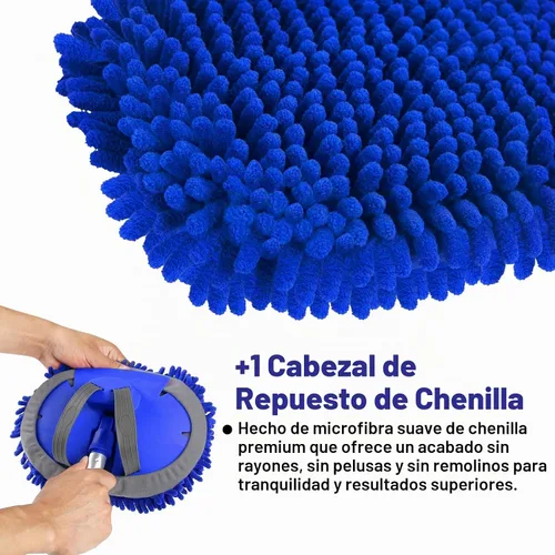 Vista 4 de anngrowy Cepillo de microfibra de 62" para lavado de autos con mango largo, kit de mopa de lavado de autos, manopla esponja, kit de suministros