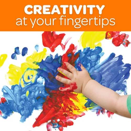 Vista 3 de Crayola Pinturas lavables para dedos (6 unidades), suministros de pintura para preescolares y niños pequeños, juego de pintura de dedos para niños