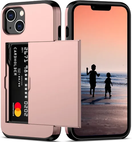 Vista 51 de Nvollnoe Funda para iPhone 14 con tarjetero [almacena 5 tarjetas] Funda tipo cartera de doble capa resistente a prueba de golpes con ranura oculta