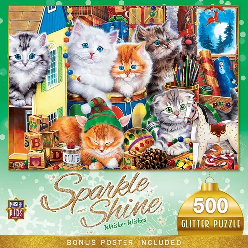 Vista 7 de MasterPieces Rompecabezas de 500 piezas con purpurina - Santa's Depot - 15 x 21 pulgadas