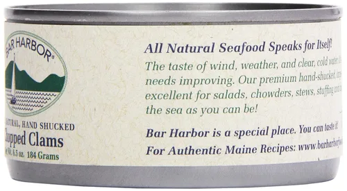 Vista 4 de Bar Harbor Large Cut Canned Chopped Surf Clams in Clam Juice, 6.5 oz. (Pack of 12)