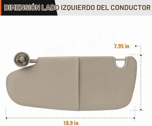 Vista 6 de AEagle Parasol de plástico simple para Dodge Ram 1500, 2500, 3500, 2002-2009, lado izquierdo del conductor, beige, sin luz