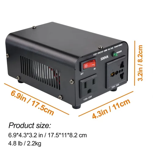 Vista 6 de Yinleader Convertidor de voltaje de 500 W, transformador de 110/120 V a 220/240 V, convertidor de paso de voltaje de 110 V a 220 V, 220 V a 110 V