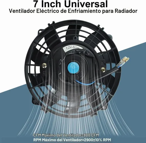 Vista 3 de 7 "pulgadas universal delgado ventilador push pull radiador eléctrico refrigeración 12V kit de montaje negro
