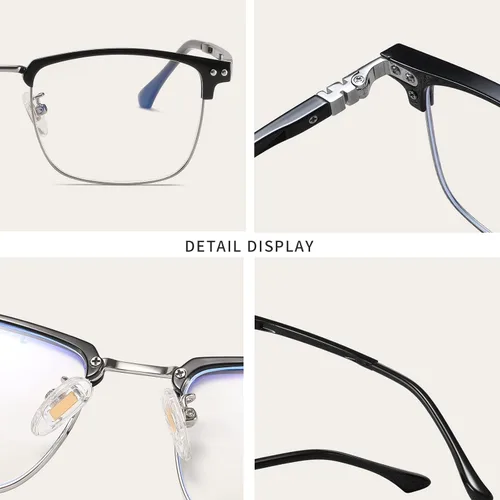 Vista 7 de GUZTAG - Lentes de bloqueo de luz azul, anteojos cuadrados para computadora para mujeres/hombres, marco de anteojos antifatiga ocular, gafas