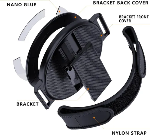 Vista 2 de Soporte adhesivo giratorio de 360 grados, soporte adhesivo ajustable multiángulo para tableta con correa de mano, compatible con iPad Pro 11/12.9