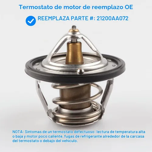 Vista 2 de Termostato de motor con junta de repuesto 21200AA072 compatible con Subaru - Forester 1998-2013, Impreza WRX STI 1993-2014, Legacy 1990-2019