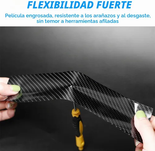 Vista 2 de Protectores de entrada de borde de puerta de automóvil, cinta protectora impermeable anticolisión de fibra de carbono 5D, calcomanía de tira