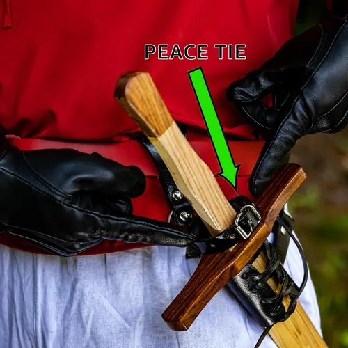 Vista 33 de Armory Replicas™ - Rana espada de cuero hecha a mano – Disfraz medieval LARP hebilla ajustable y cinturón de arma con cable soporte