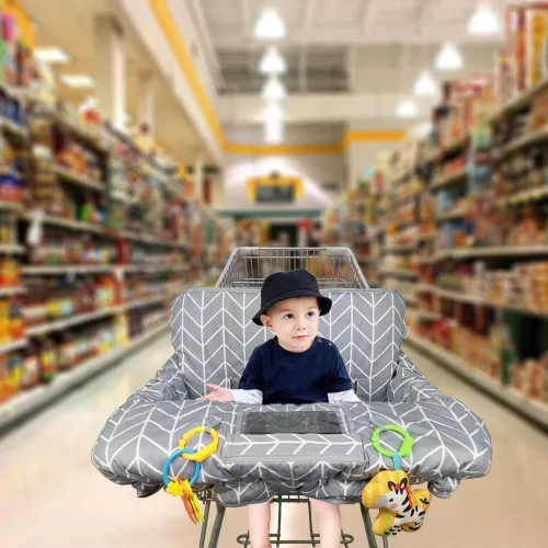 Vista 2 de ICOPUCA Funda para carrito de compras para bebé, 2 en 1 funda de carrito para bebés y silla alta, cubierta acolchada para asiento de carrito de Gris