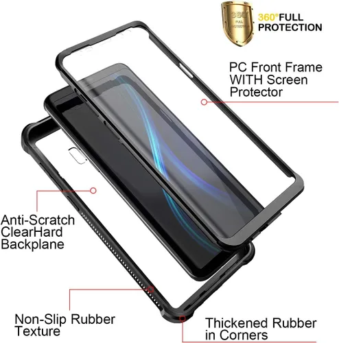 Vista 3 de Dexnor Funda para Galaxy S9+ Plus con protector de pantalla transparente de grado militar, resistente 360, cuerpo completo, a prueba de golpes