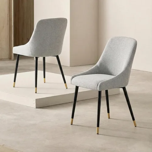 Vista 10 de COLAMY LUMA - Juego de 2 sillas de comedor de tela tapizada con patas de metal y cojín acolchado, sillas laterales sin brazos para comedor, cocina
