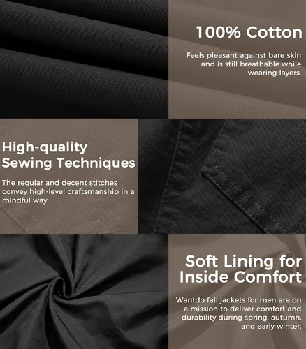 Vista 5 de Wantdo Chamarra rompevientos para hombre con cuello de algodón para hombre.