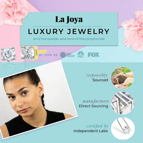 Vista 3 de La Joya 14 - 1 Carat Diamond Stud Earrings Lab Created Diamond Earrings for Women in 14K Solid Gold Dazzling Color and Clarity Diamonds