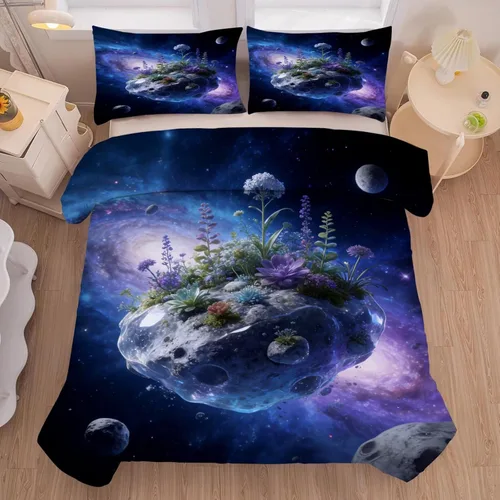 Vista 25 de kxry Lindo juego de edredón de niña negra, juegos de ropa de cama individual de niña afroamericana para niños, bonito edredón de nubes estrelladas