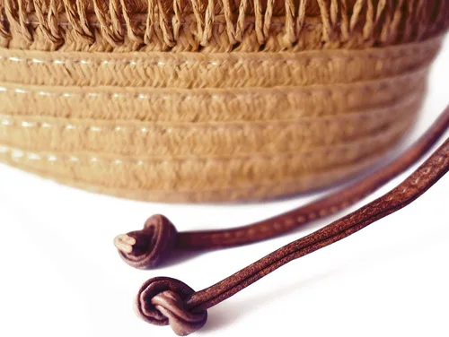 Vista 5 de Bolso de mano de ratán vintage natural elegante informal para playa playa mar cesta de paja