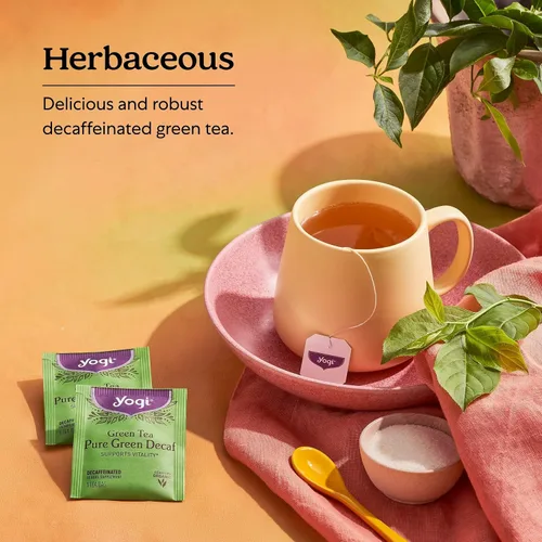 Vista 4 de Yogi Tea - Té verde puro descafeinado (paquete de 6) - Apoya la vitalidad - 96 bolsitas de té