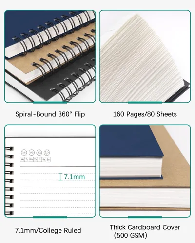 Vista 3 de Dynta Cuadernos grandes de espiral 8.5 "x 11", rayados, 3 piezas, cuaderno universitario para la escuela, oficina, estudio y notas, bueno