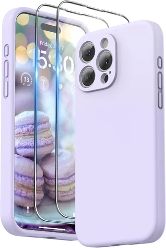 Vista 12 de SURPHY Funda diseñada para iPhone 15 Pro Max con protector de pantalla y cordón, correa de teléfono y funda de silicona líquida para teléfono