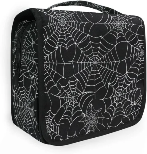 Vista 36 de MNSRUU Neceser colgante con diseño de calavera y girasol, bolsa de maquillaje de viaje para artículos de tocador, organizador de artículos