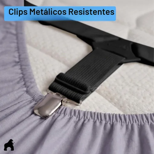 Vista 4 de GORILLA GRIP Sujetadores de Sábanas con Patente Pendiente, Sujetadores Elásticos Ajustables con Clips de Metal, Correas de Ropa de Cama Ajustada que