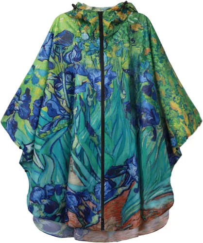 Vista 29 de SaphiRose - Poncho de lluvia unisex impermeable con capucha para mujeres adultas con bolsillos A-negro-blanco