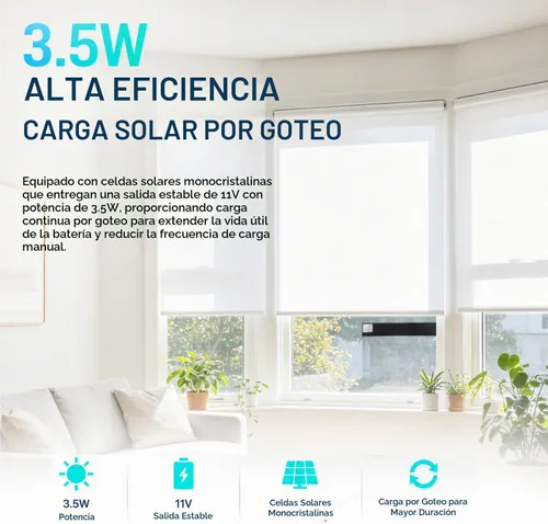 Vista 3 de Cargador de panel solar de 8.4 V para persianas enrollables motorizadas, fuente de alimentación solar de alta eficiencia de 3.5 W/11 W