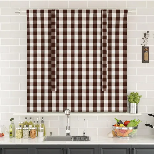 Vista 217 de Cenefas de cortina para ventana de 16 pulgadas de largo, 2 paneles de cuadros búfalo, cortinas pequeñas con bolsillo para barra, estilo clásico