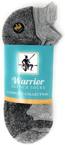 Vista 6 de Warrior Alpaca Socks - Calcetines tobilleros acolchados Max Endurance - Colección Comfort - Unisex Gris / Negro