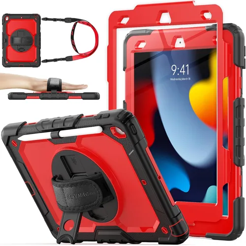 Vista 21 de SEYMAC stock Funda para iPad de 9ª/8ª/7ª generación de 10.2", a prueba de golpes con protector de pantalla, soporte para lápiz