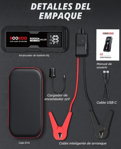 Vista 7 de BOOKOO Arrancador de salto 6000A 12V para cortacésped de barco de coche