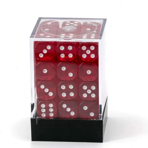 Vista 2 de Chessex DND - Juego de dados Chessex D&D de 0.472 pulgadas, juego de dados poliédricos de plástico rojo y blanco translúcido, Dungeons and Dragons