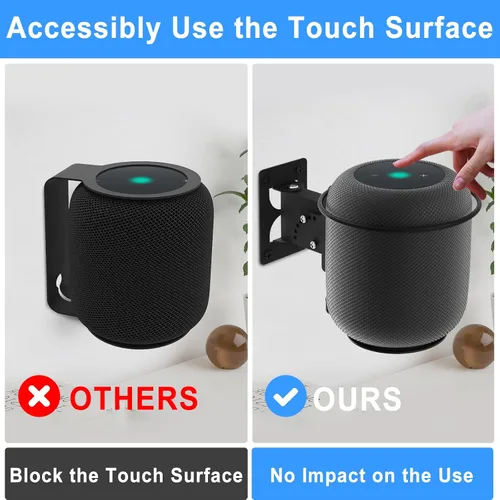 Vista 2 de Soporte de pared para altavoz para el HomePod 1st Wall Mount, giratorio ajustable e inclinable para HomePod Gen 1, resistente para soportes de Negro