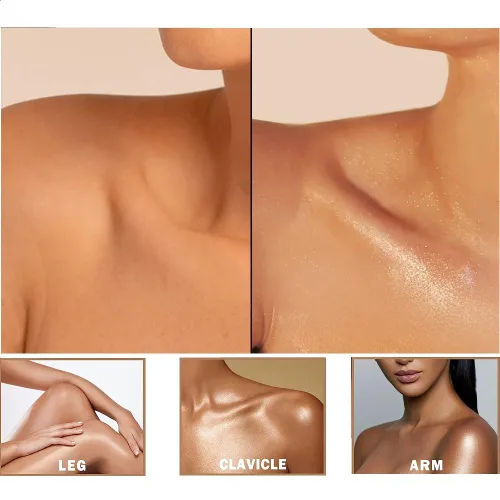 Vista 8 de Polvo de resaltado con purpurina, maquillaje para iluminar el rostro natural tridimensional en polvo para resaltador de mejillas.