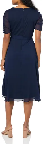 Vista 5 de DKNY Vestido midi cruzado de imitación de media manga con globo para mujer, Baya