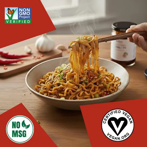 Vista 4 de 24Vegan - Aceite de chile de ajo 100% vegano, sin gluten, sin MSG, aceite crujiente de ají Sin OMG (7.5 onzas)