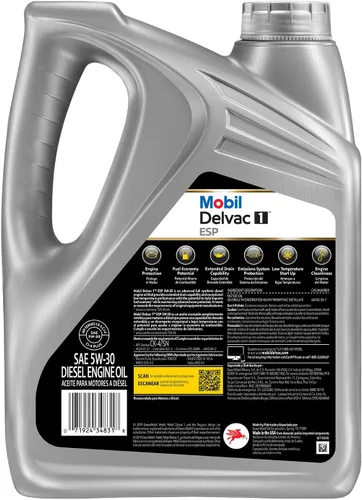Vista 2 de Mobil Delvac 1 Aceite completamente sintético avanzado para motor diésel 5W-30, 1 galón