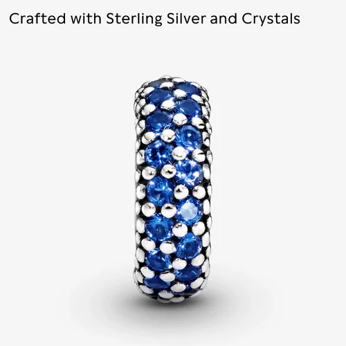 Vista 3 de Pandora Joyas Blue Sparkle Espaciador Cristales Charm en Plata de Ley, Metal Cristal, Cristales