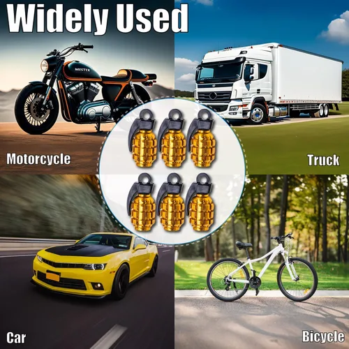 Vista 60 de 4 tapas de válvula de neumático de granada cromada, tapas de válvula de neumático de acero inoxidable para automóviles, camiones, SUV, motocicletas