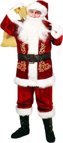Vista 4 de rericonq Santa Suit Men's Santa Claus Costume 8pcs Christmas Santa Outfits for Adults Santa Costume, Santa Coat 2022
