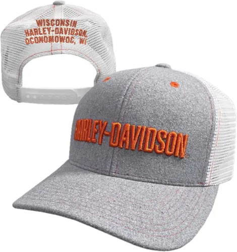 Vista 2 de Harley-Davidson Gorra de camionero de malla con contraste simple Snapback para hombre, color gris, Gris