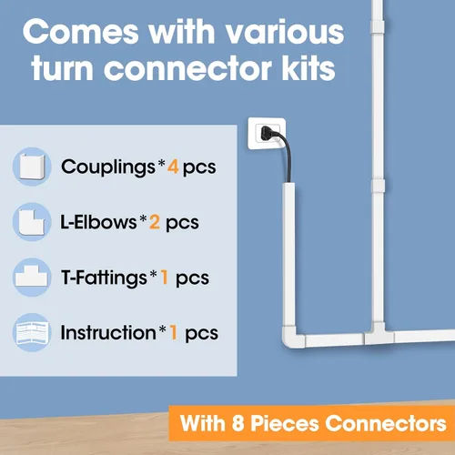 Vista 4 de YesBes Kit de ocultador de cable de 116 pulgadas, cubiertas de cable para cables en la pared, protector de cable para TV de montaje en pared