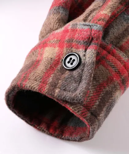 Vista 6 de V VALANCH Chaqueta de franela para hombre con capucha, manga larga, abrigo a cuadros con cremallera, sudadera gruesa con 4 bolsillos