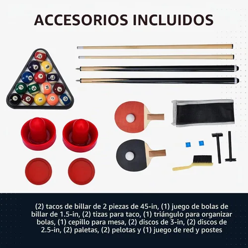 Vista 6 de Hathaway Triad - Mesa de juego múltiple – Mesa de billar de 48 pulgadas que ahorra espacio con tenis de mesa ligero y cubierta de mesa de hockey