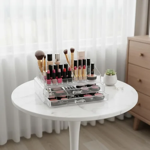 Vista 5 de OnDisplay Organizador de cosméticos y joyas de acrílico de lujo de 2 niveles