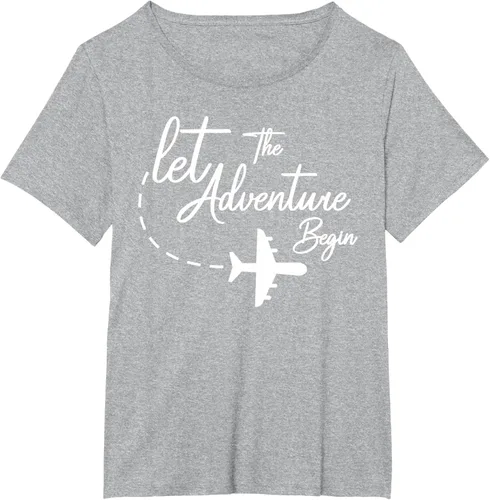 Vista 91 de Let The Adventure Begin - Camiseta inspiradora en modo de viaje en avión, Negro, S