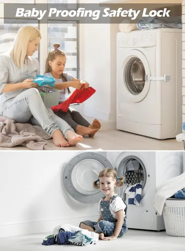 Vista 4 de Paquete de 2 cerraduras de seguridad a prueba de bebés seguras para niños, para gabinete, cajón, refrigerador, horno, lavavajillas, puertas, asiento