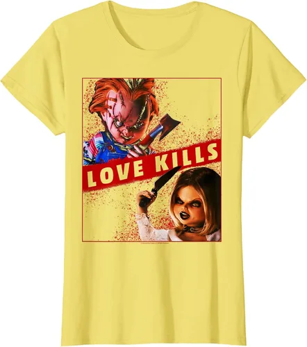 Vista 23 de Child's Play Chucky and Tiffany Love Kills T-Shirt Asphalt Grey