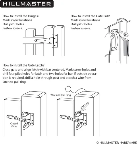 Vista 6 de HILLMASTER Kit de herrajes para manija de puerta de alta resistencia para valla de madera, pestillo de puerta de cierre automático con cuerda